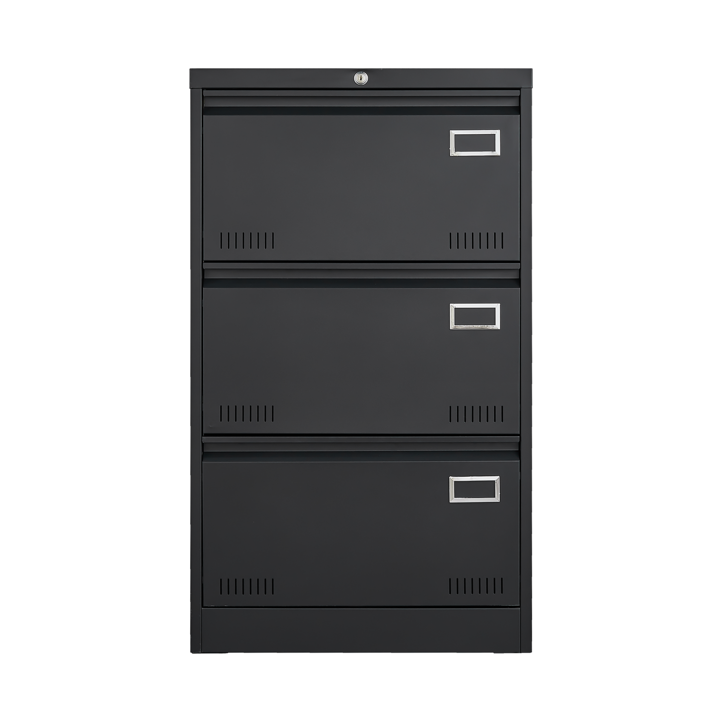 3-Drawer Black Metal Lateral File Cabinet with Lock for Home Office