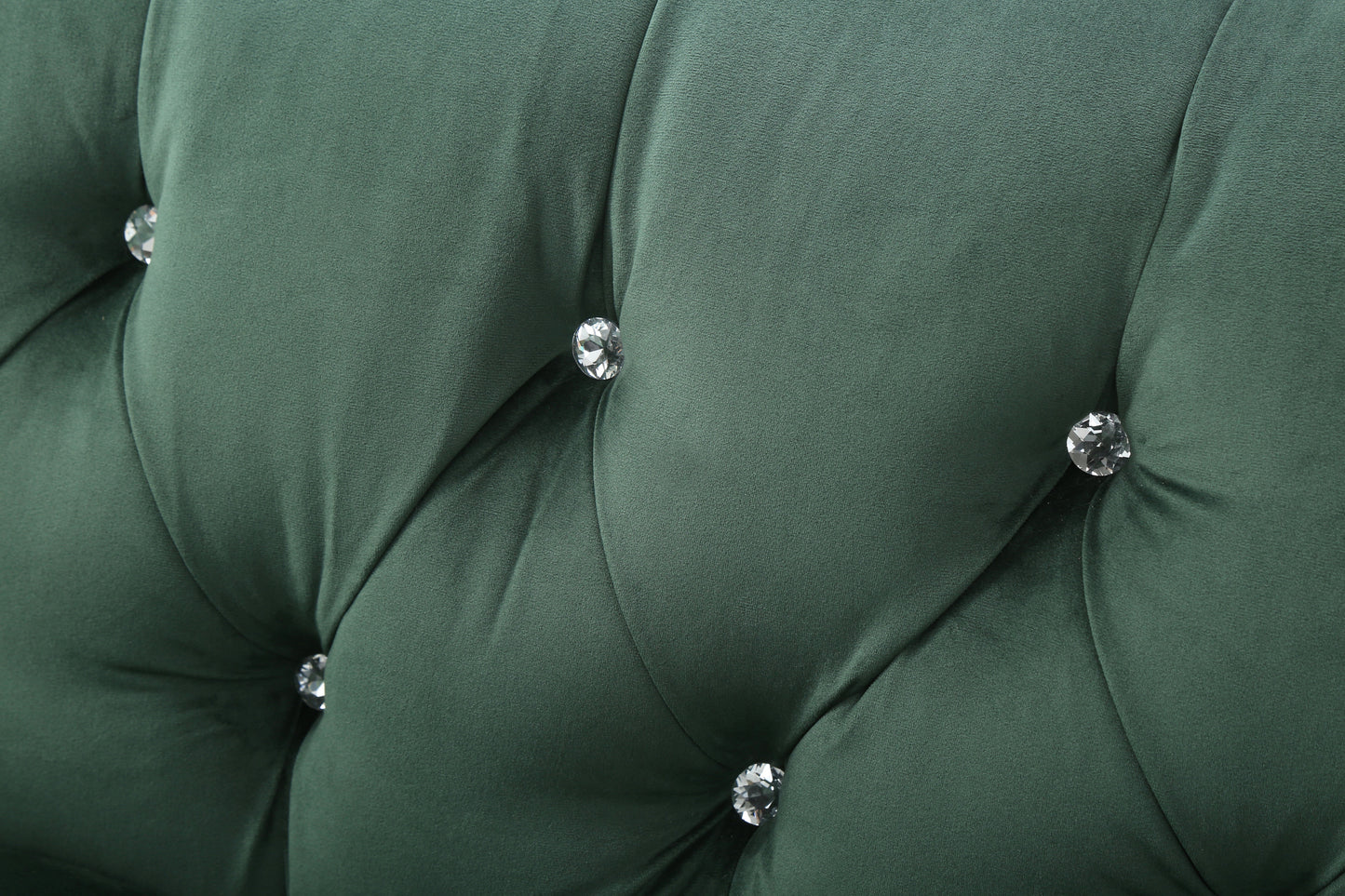 Russell Tufted Upholstery 3Pc Living Room Set Finished in Velvet Fabric in Green