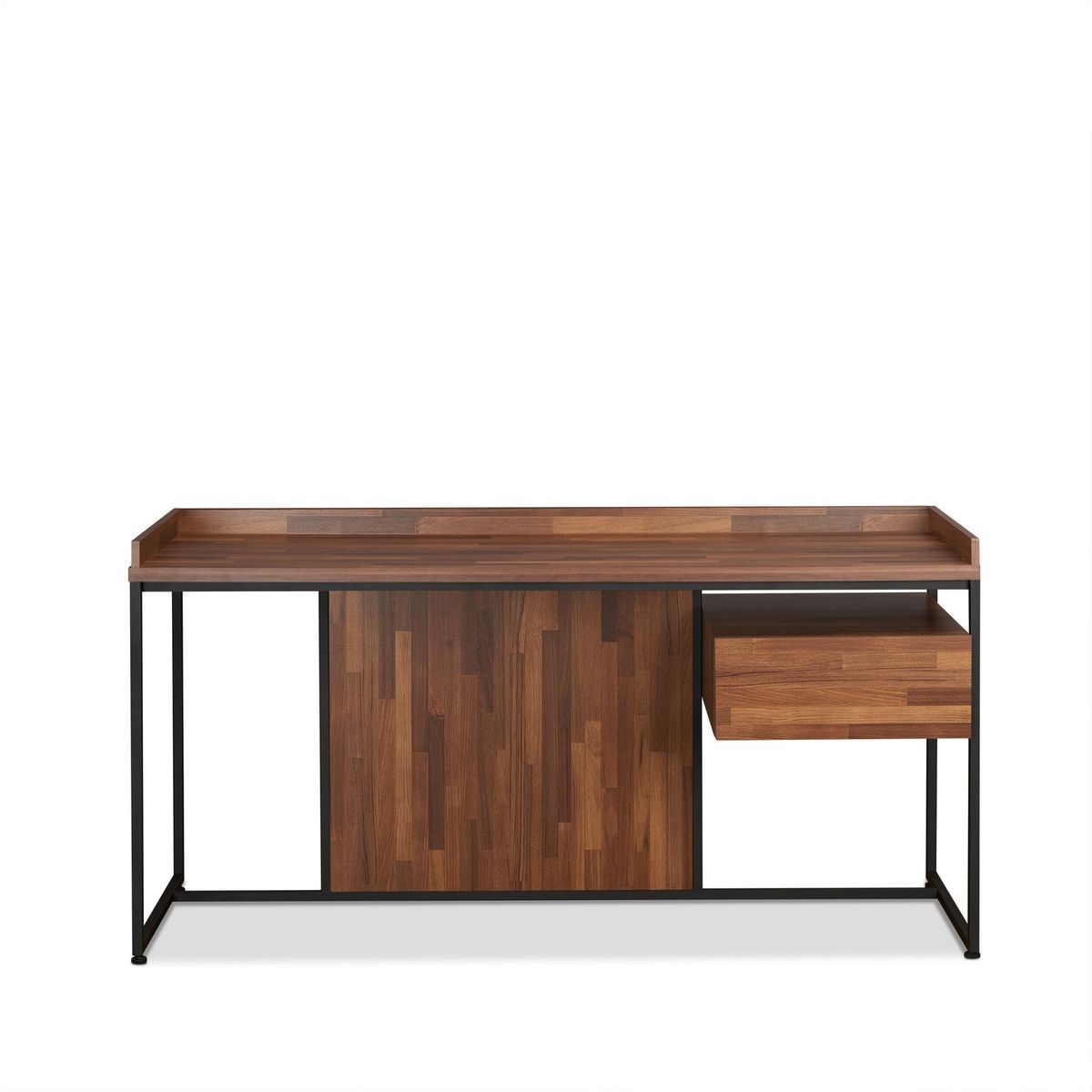 Sara Office Desk in Walnut and Black Sand