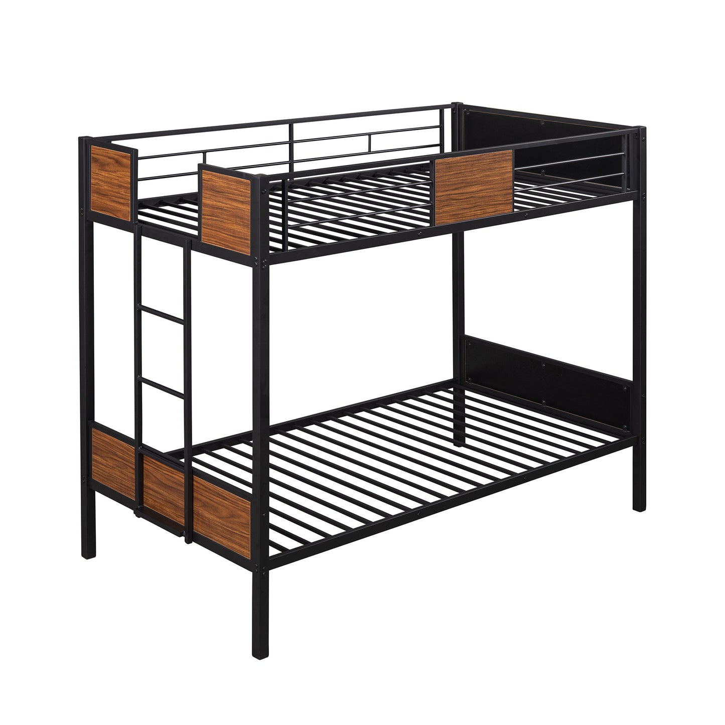 Steel Frame Twin Over Twin Bunk Bed with Safety Rail and Ladder for Bedroom, Dorm, Boys, Girls, Adults