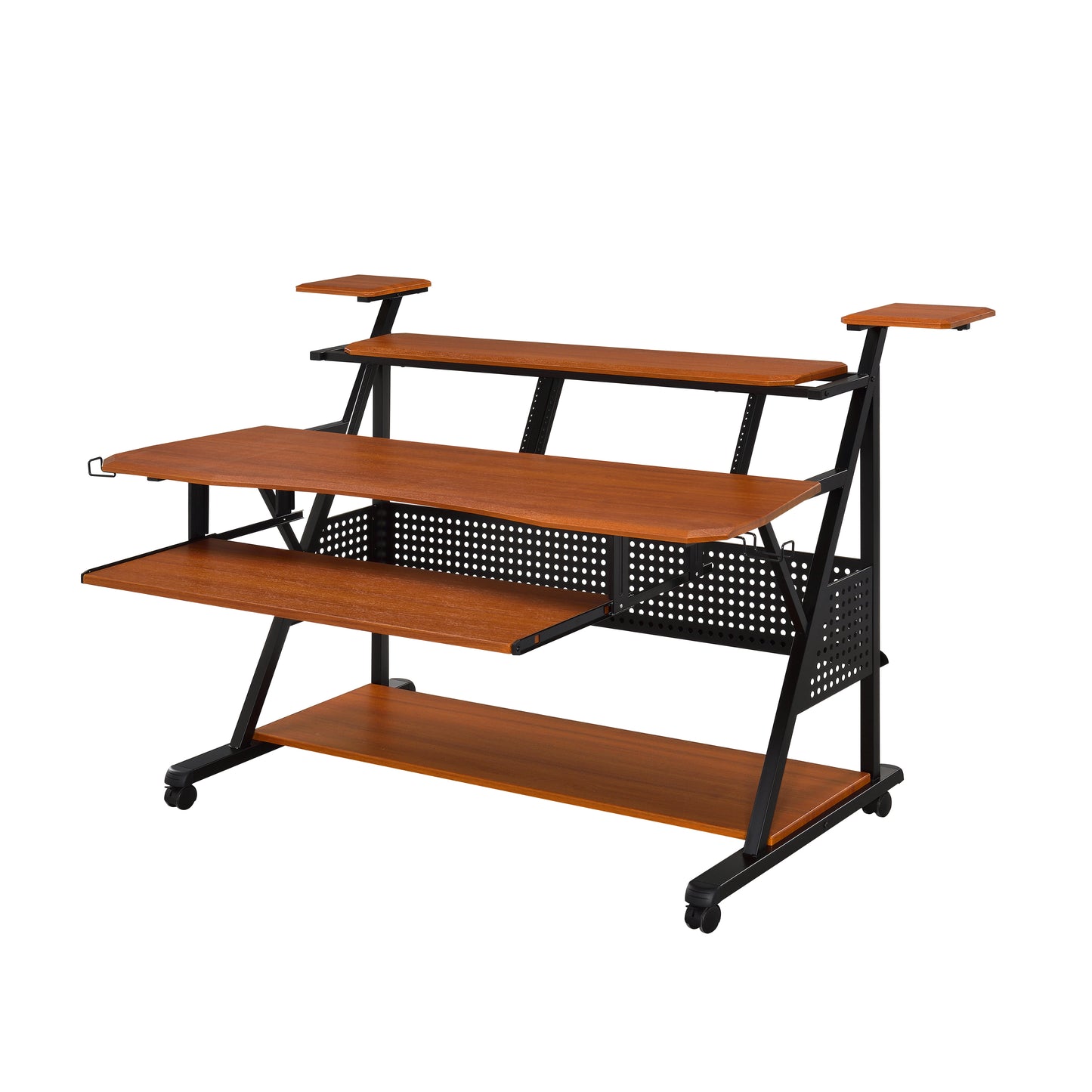 Willow Industrial Style Music Desk with Cherry & Black Finish