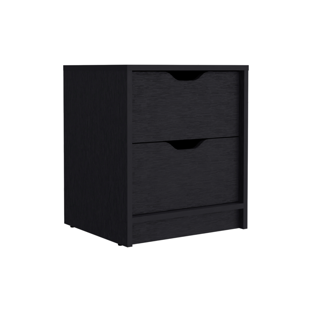 Basilea 2 Drawers Nightstand, Pull Out System -Black