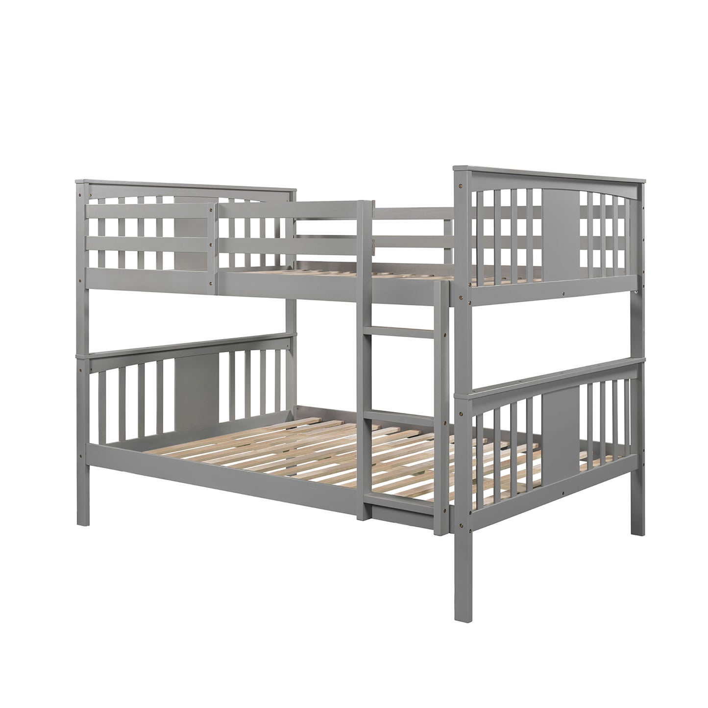 Gray Full-Size Bunk Bed with Flexible Configuration for Bedroom, Accommodating Guests