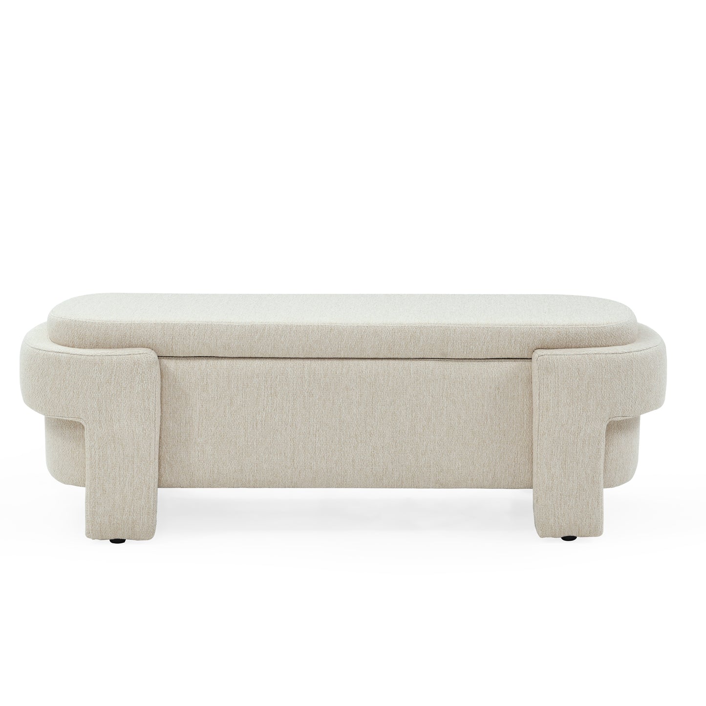 Linen Fabric Upholstered Bench with Large Storage Space for the Living Room, Entryway and Bedroom,Beige,( 51.5''x20.5''x17'' )