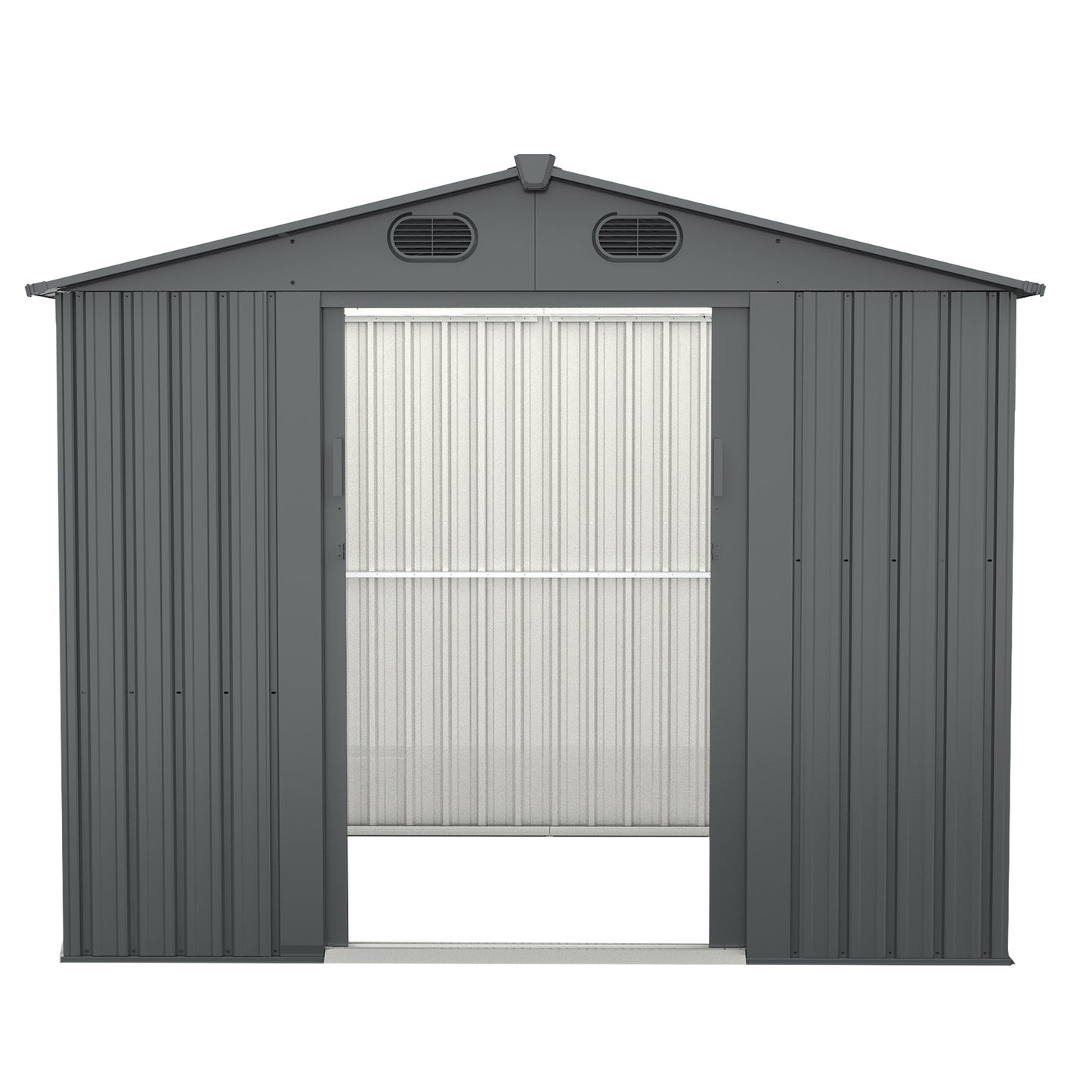 Outdoor Storage Shed, 8' X 6' Galvanized Steel Garden Shed with 4 Vents & Double Sliding Door, Utility Tool Shed Storage House for Backyard, Patio, Lawn