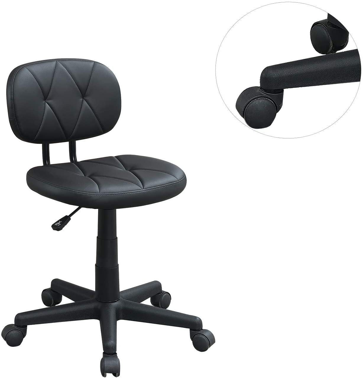 Modern 1pc Office Chair Black Tufted Design Upholstered Chairs with wheels