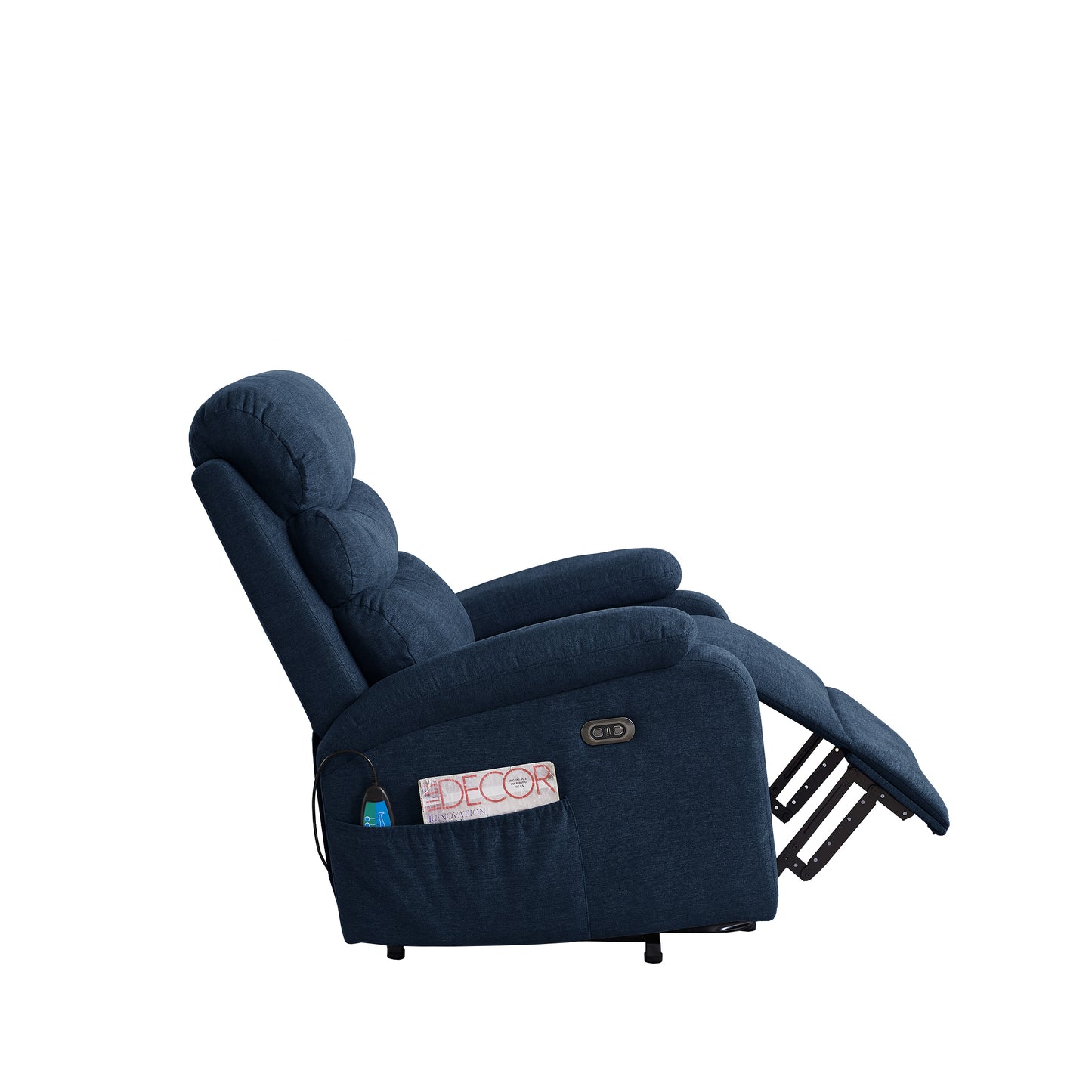 Electric Power Lift Recliner Chair Sofa with Heating, Massage, and USB Port in Soft Blue Fabric