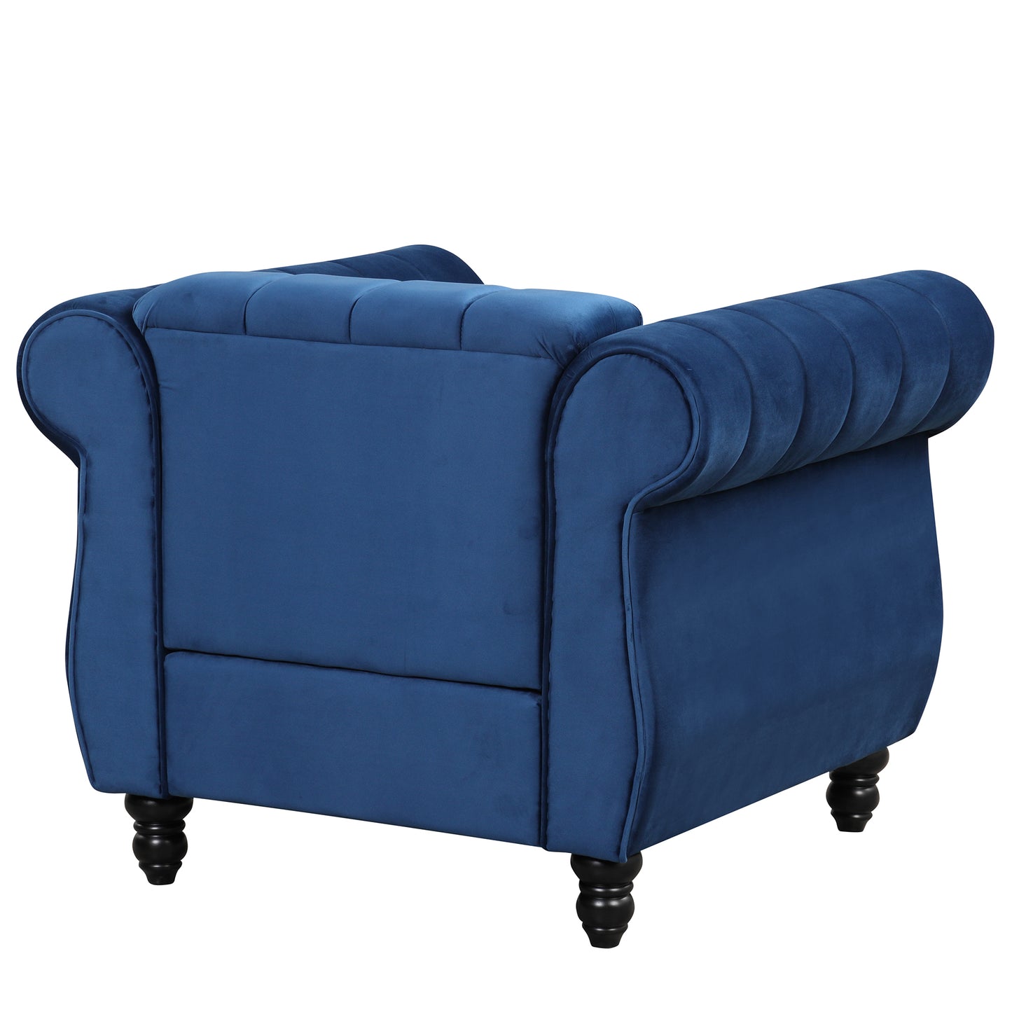 39 Modern Blue Upholstered Sofa with Buttoned Backrest