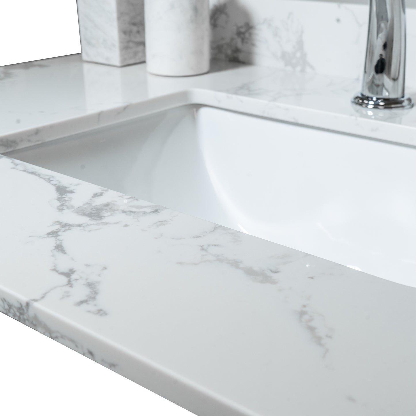 Montary 37inch bathroom vanity top stone carrara white new style tops with rectangle undermount ceramic sink and single faucet hole