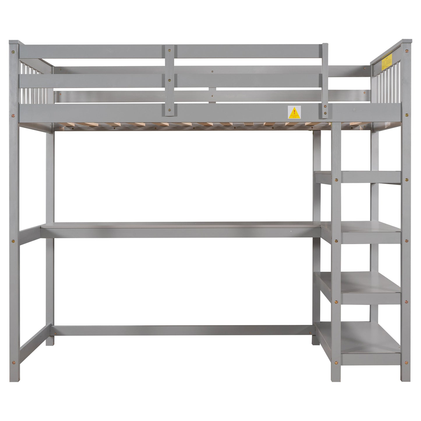 Twin Size Loft Bed with Storage Shelves and Under-bed Desk, Gray(OLD SKU:SM000245AAE-1)