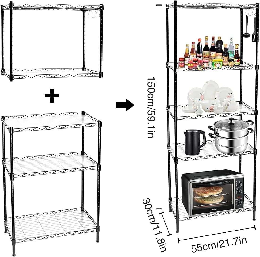 5 Tier Storage Racks with Shelf Liners, Adjustable Storage Rack Metal Shelf Wire Shelving Unit, 750 lb Capacity