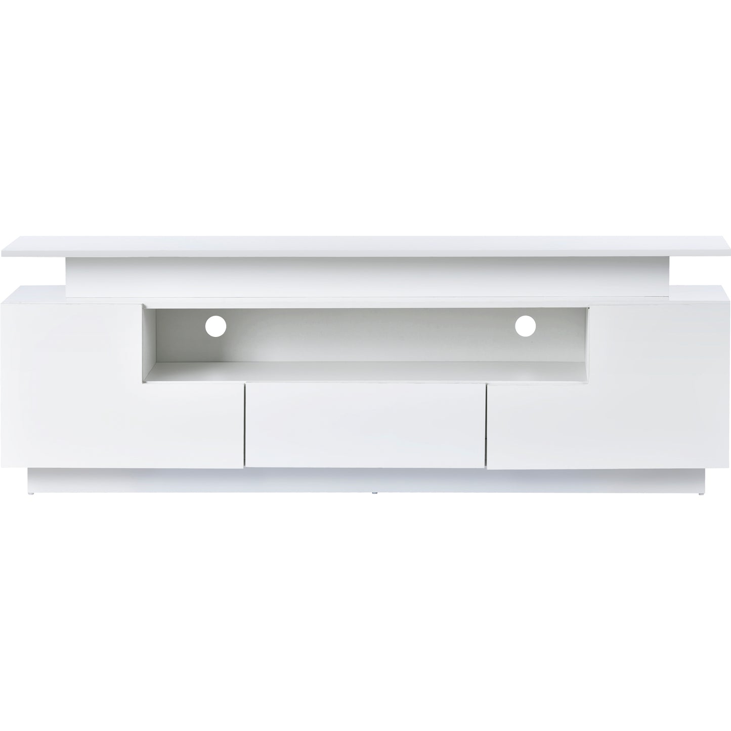 Sleek White LED TV Stand with Color Changing Lights & Ample Storage Space