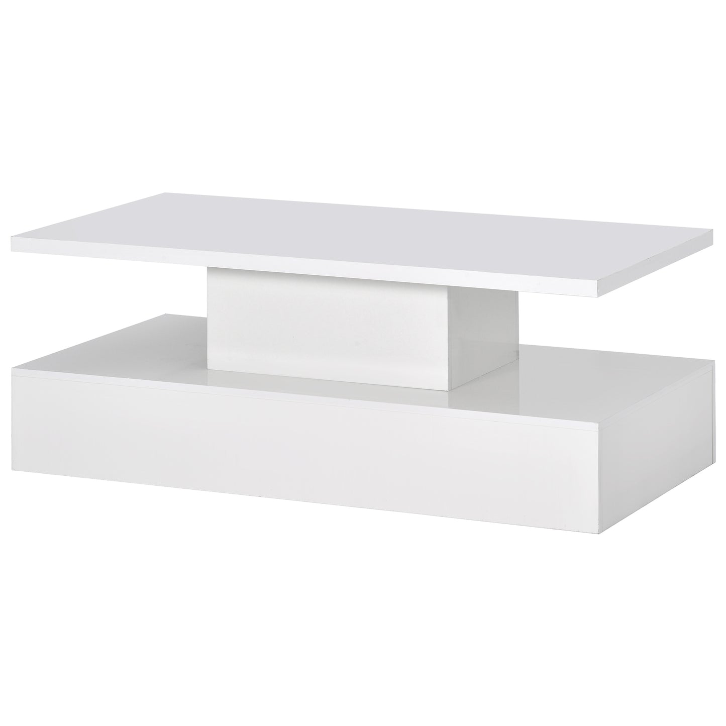 LED Light Coffee Table with 16 Color Options and Remote Control, Modern Industrial Design - White