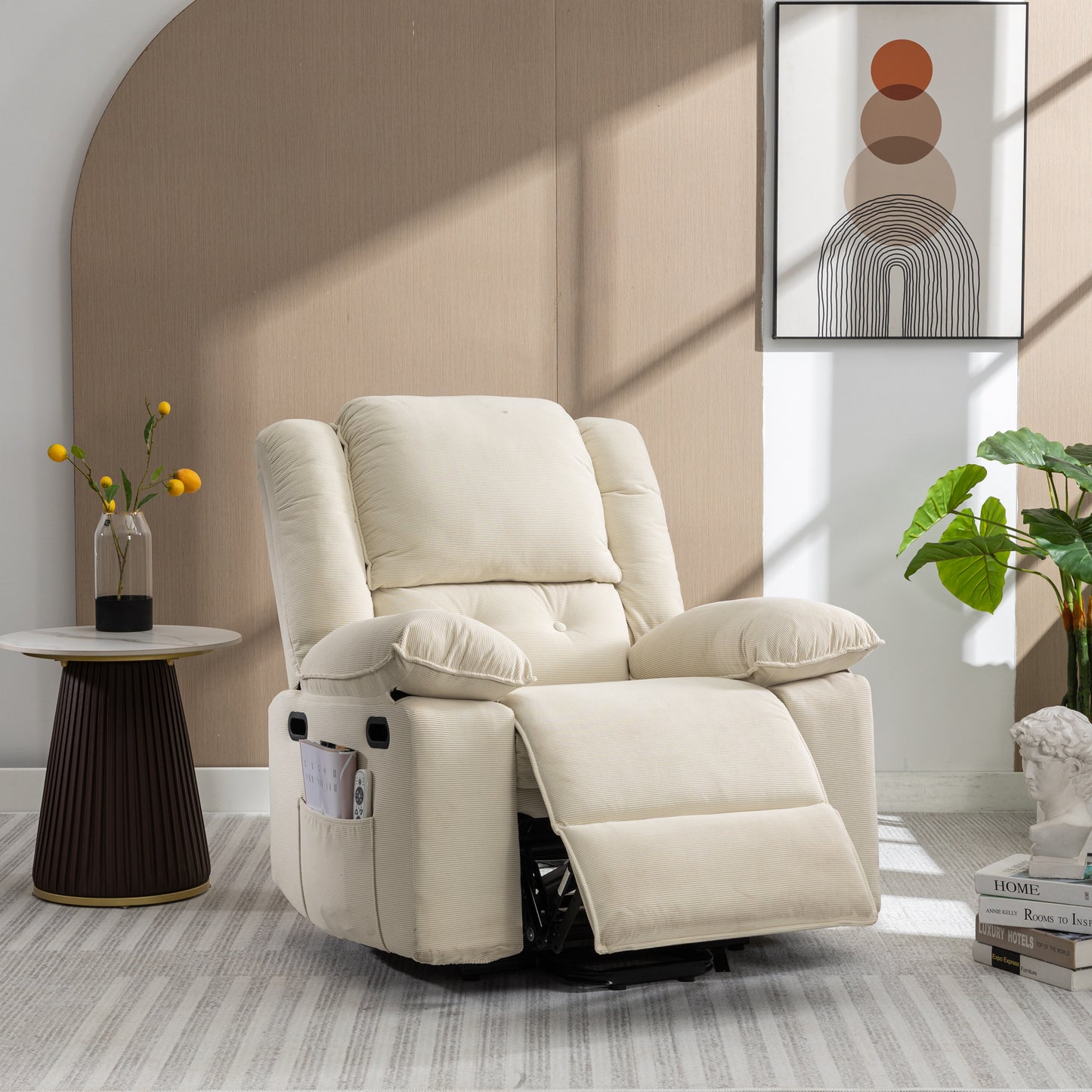 Adjustable Massage and Heating Power Lift Recliner Chair with Side Pocket