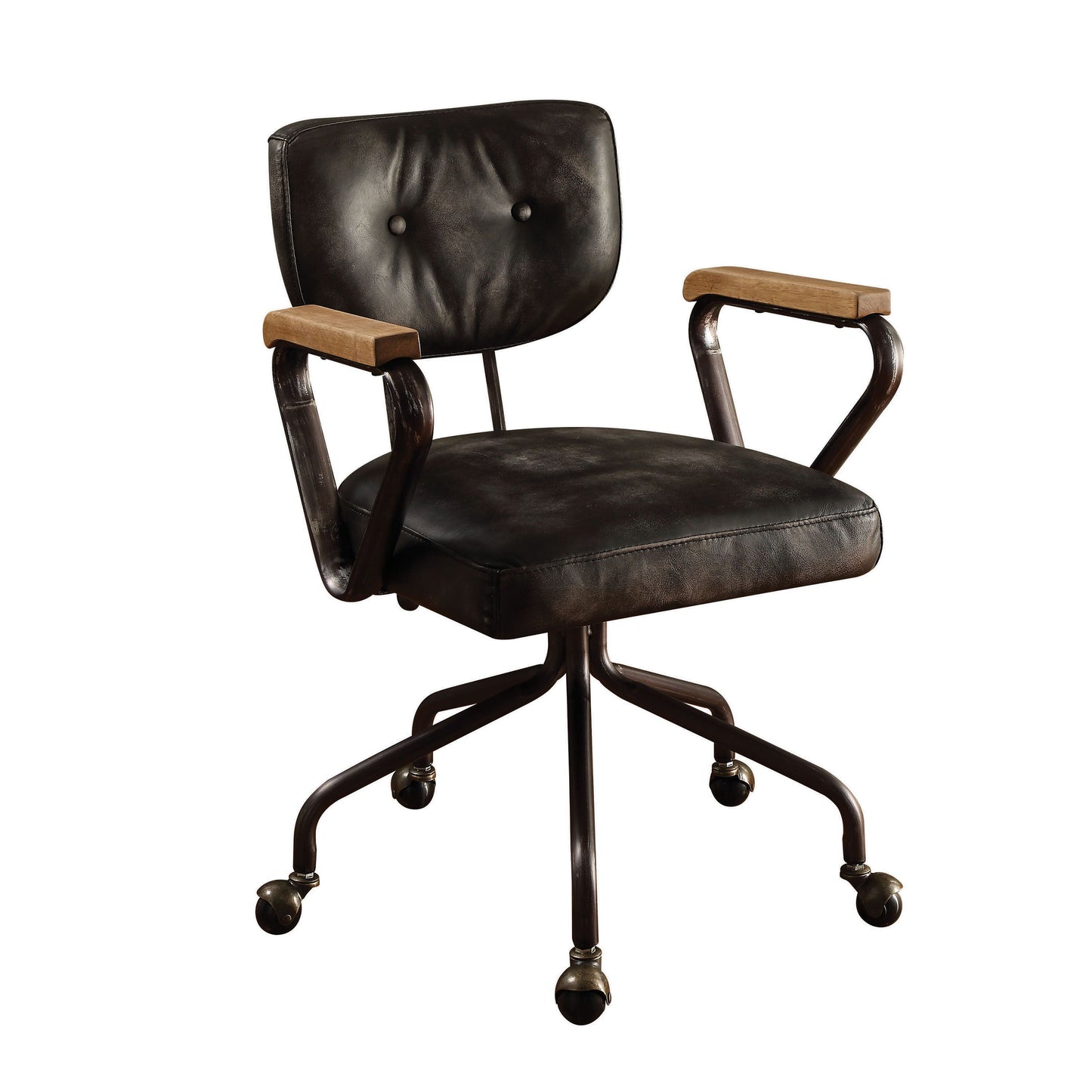 Hallie Office Chair in Vintage Black Top Grain Leather 92411