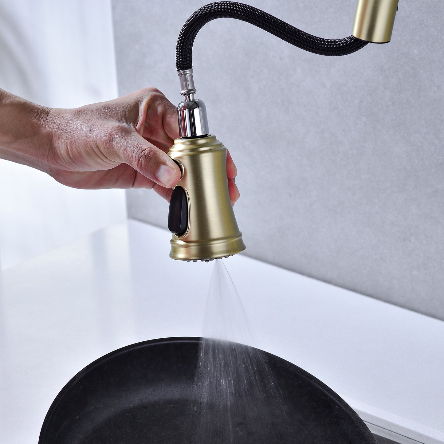 Bridge Kitchen Faucet with Pull-Down Sprayhead in Spot