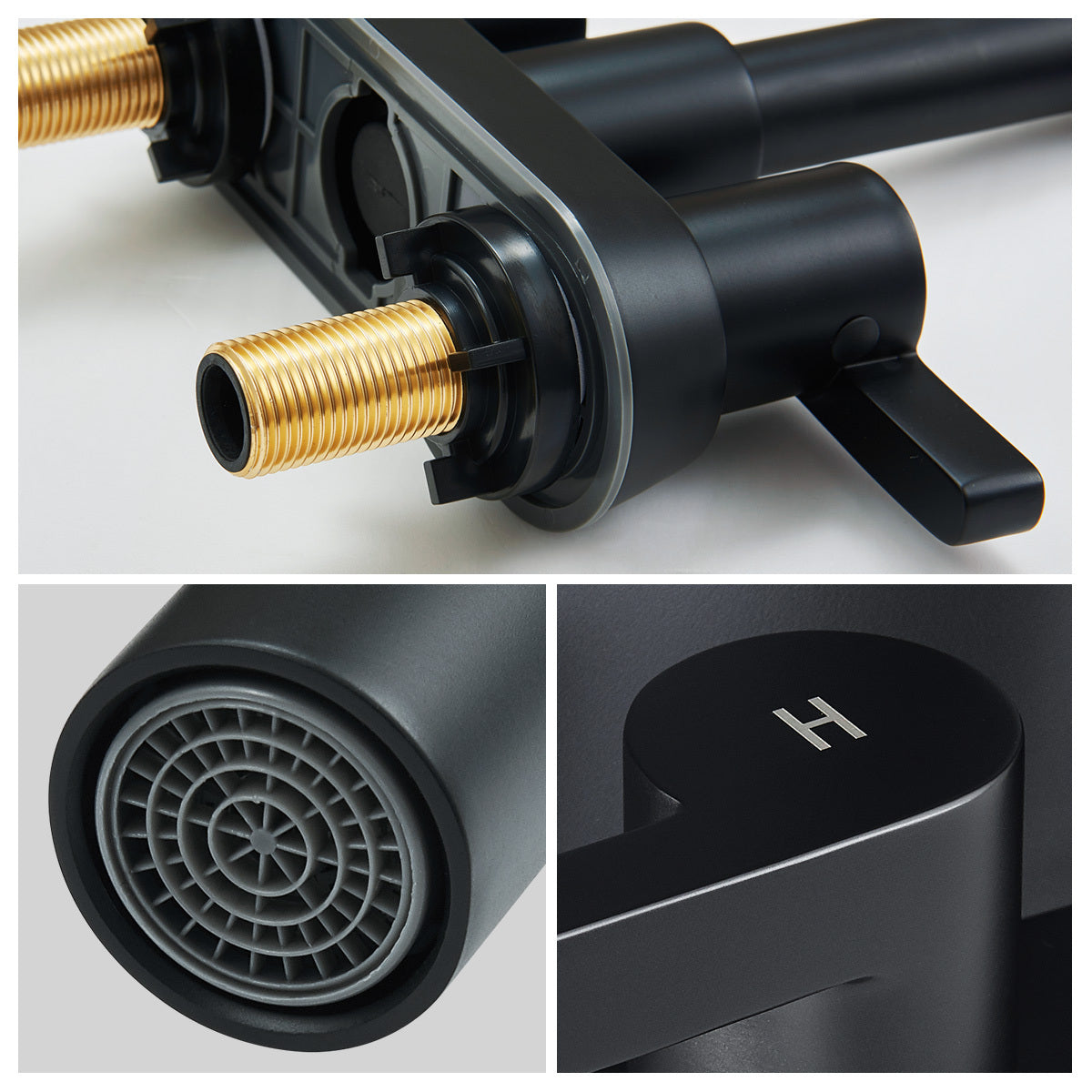 Matte Black Bathroom Faucet with 2 Handles and Pop Up Drain