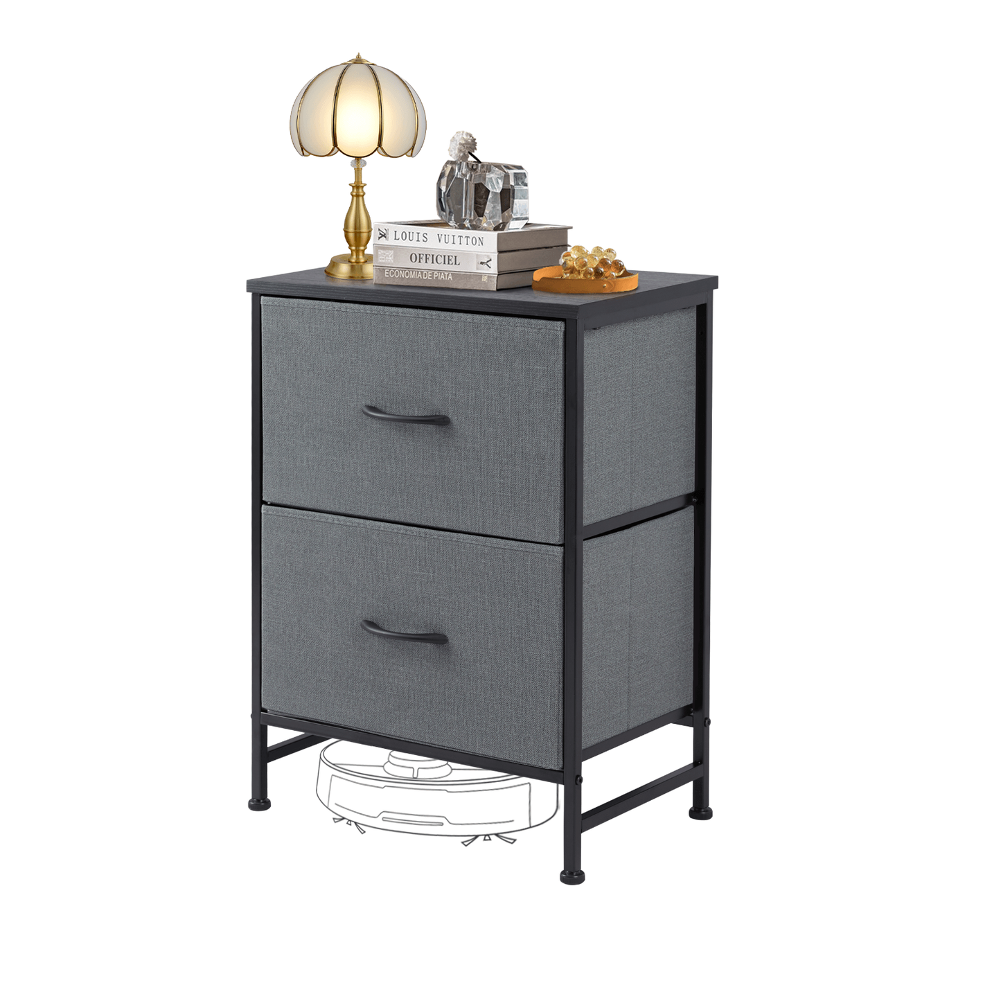 Gray Wooden Top Dresser with Fabric Drawers - Multi-Functional Storage Solution