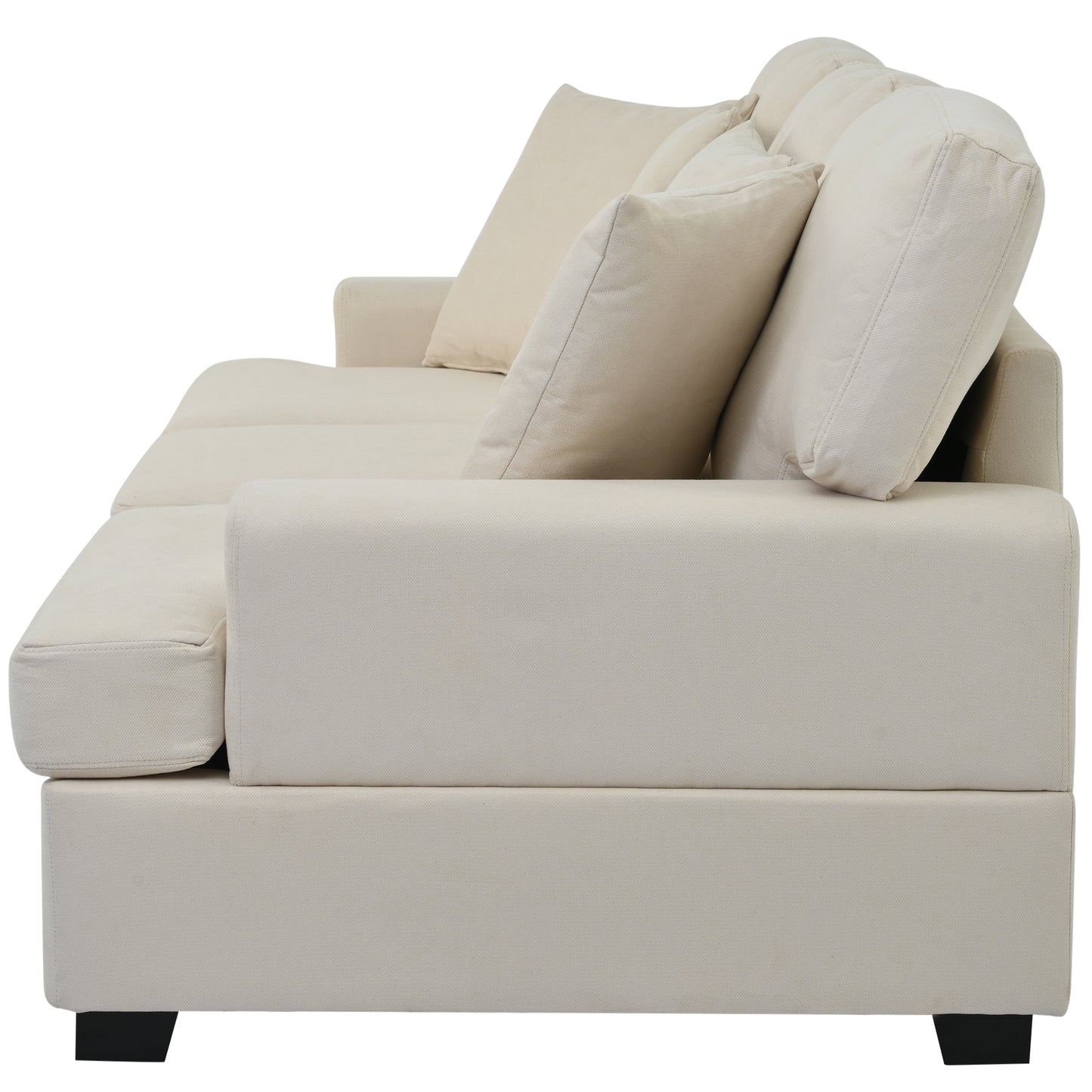 U_STYLE 3 Seat Sofa with Removable Back and Seat Cushions and 4 Comfortable Pillows