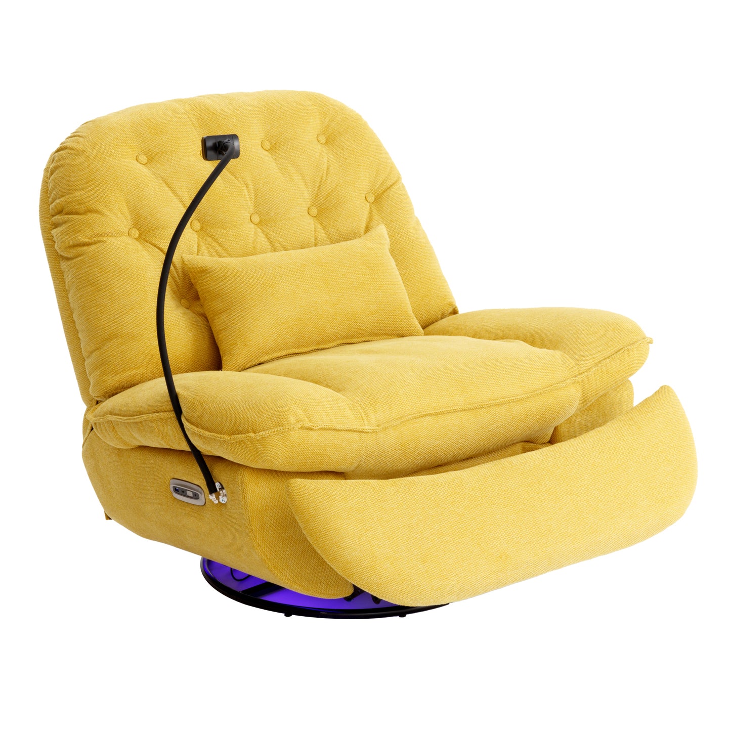 Yellow Power Recliner with Voice Control and Bluetooth Music Player