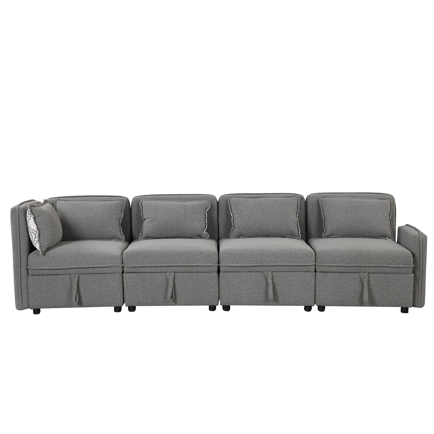 Convertible Modular Minimalist Sectional Sofa with Storage and 5 Pillows