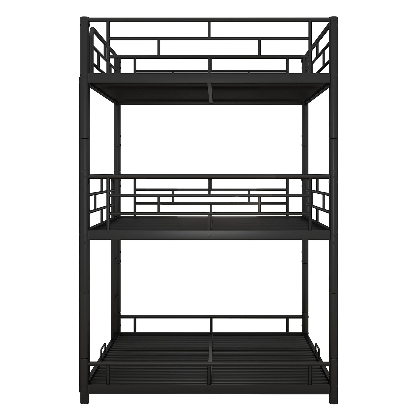 Durable Steel Full Size Triple Bunk Bed in Elegant Black