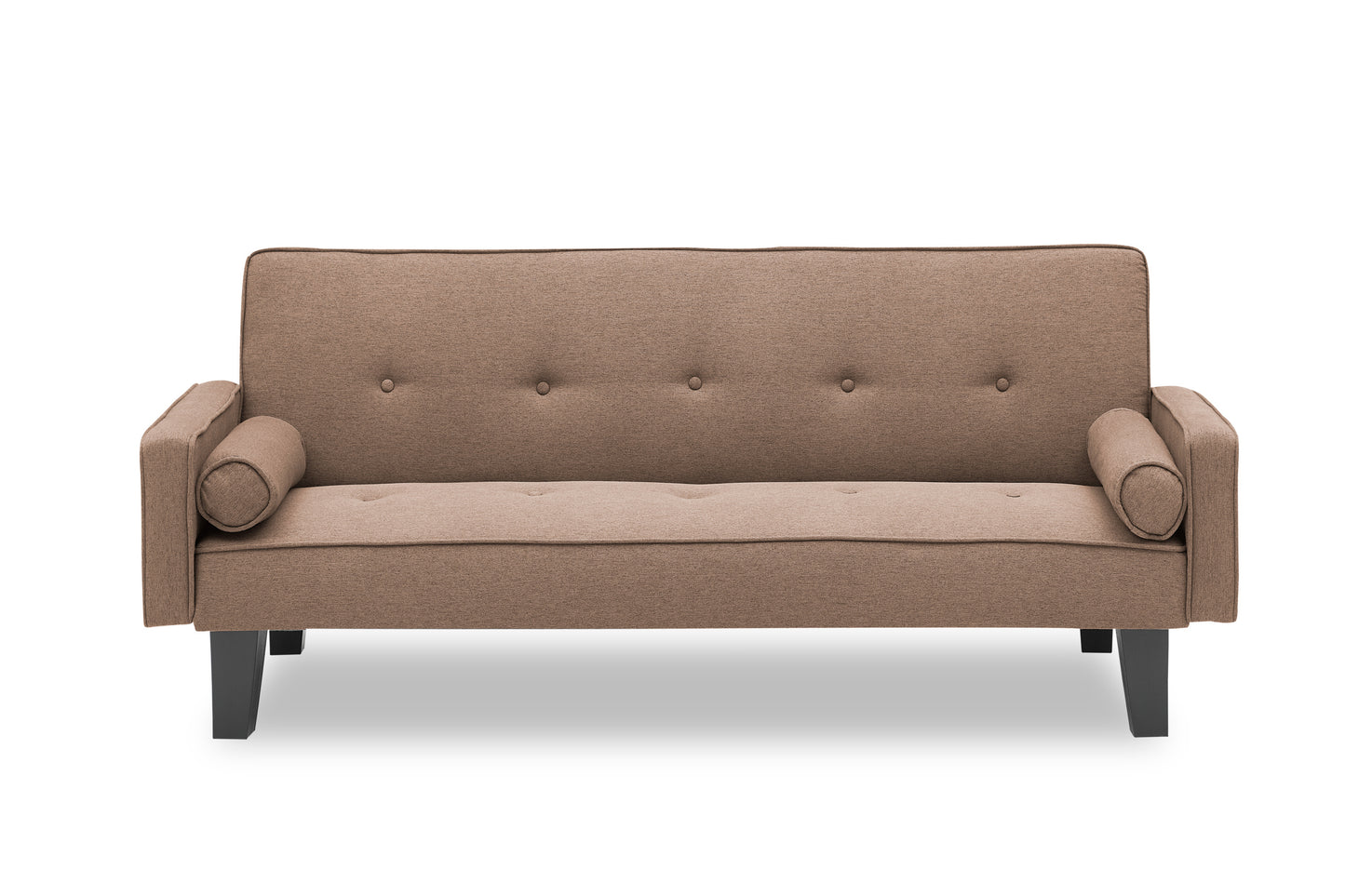 Convertible Sofa Bed with Two Pillows - 72 Brown Cotton Linen