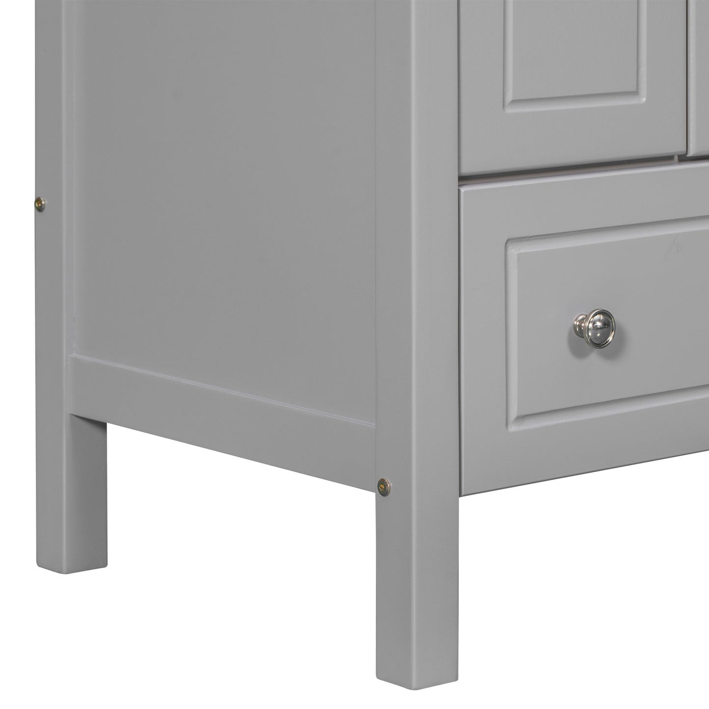 30" Bathroom Vanity with Sink, Bathroom Storage Cabinet with Doors and Drawers, Solid Wood Frame, Ceramic Sink, Grey