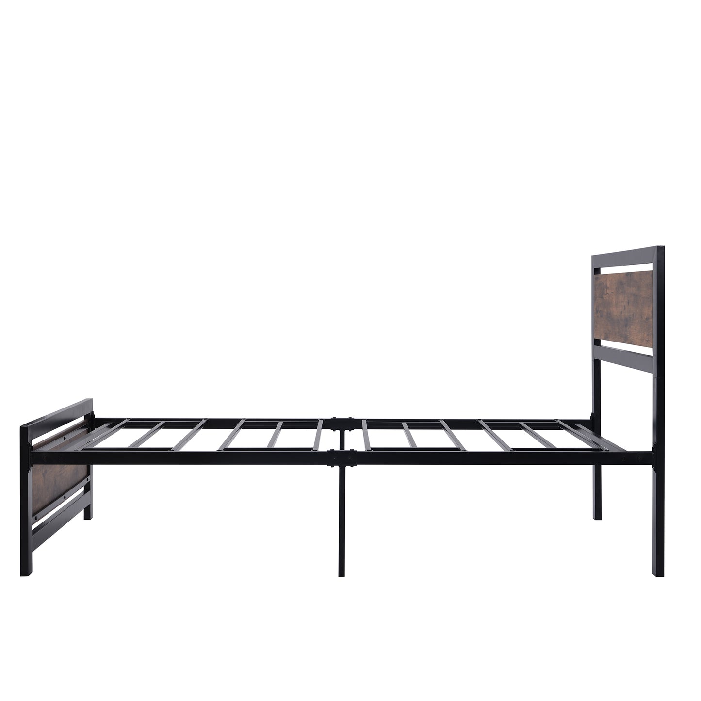 Metal and Wood Bed Frame with Headboard and Footboard ,Twin Size Platform Bed ,No Box Spring Needed, Easy to Assemble(BLACK)