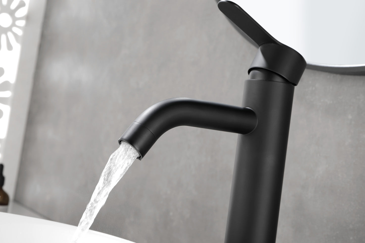 Modern Matte Black Waterfall Spout Bathroom Faucet