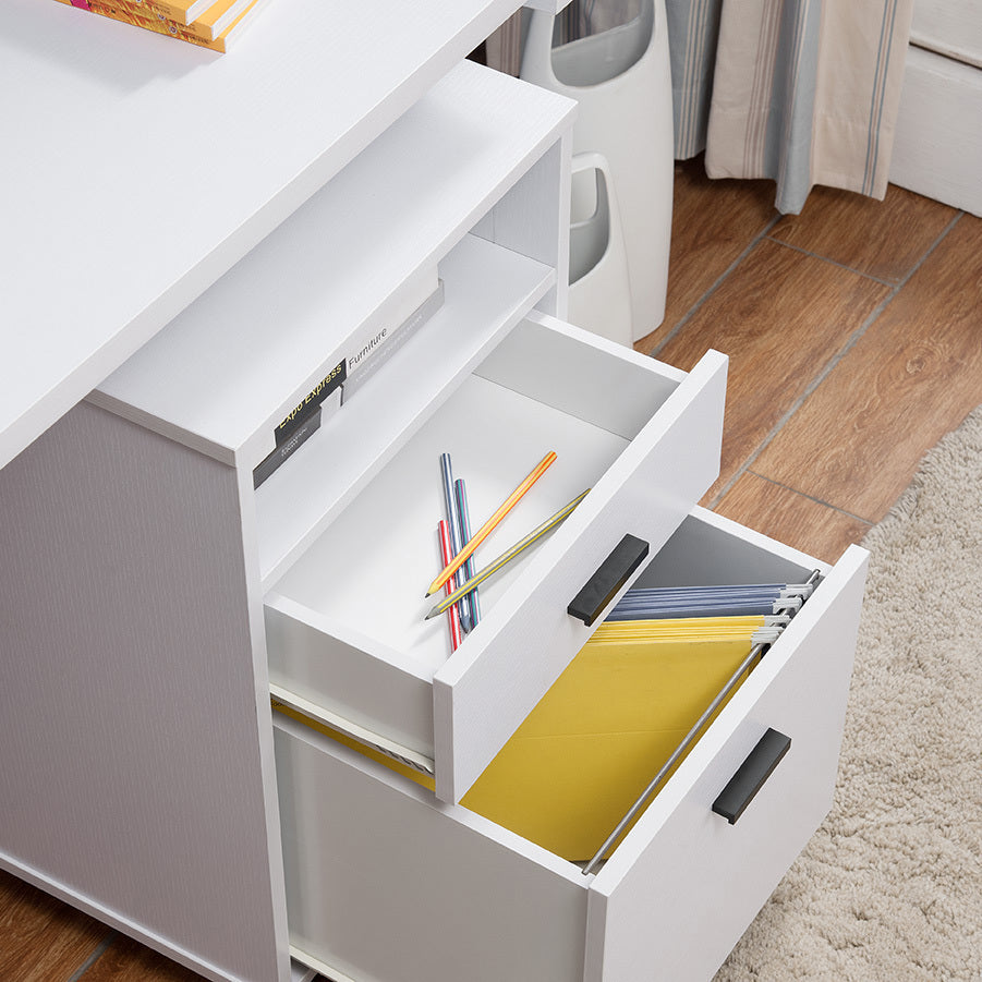 White File Cabinet with Two Drawers and Open Shelf