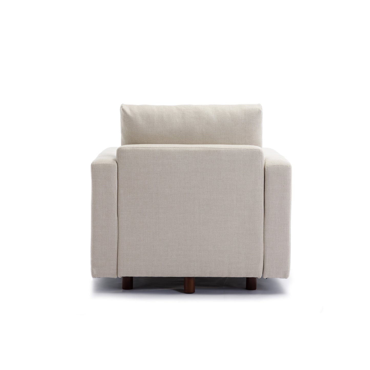 Cream 3-Seat Sectional Sofa Couch with Ottoman, High Quality Linen Cover, Sturdy Wood Frame