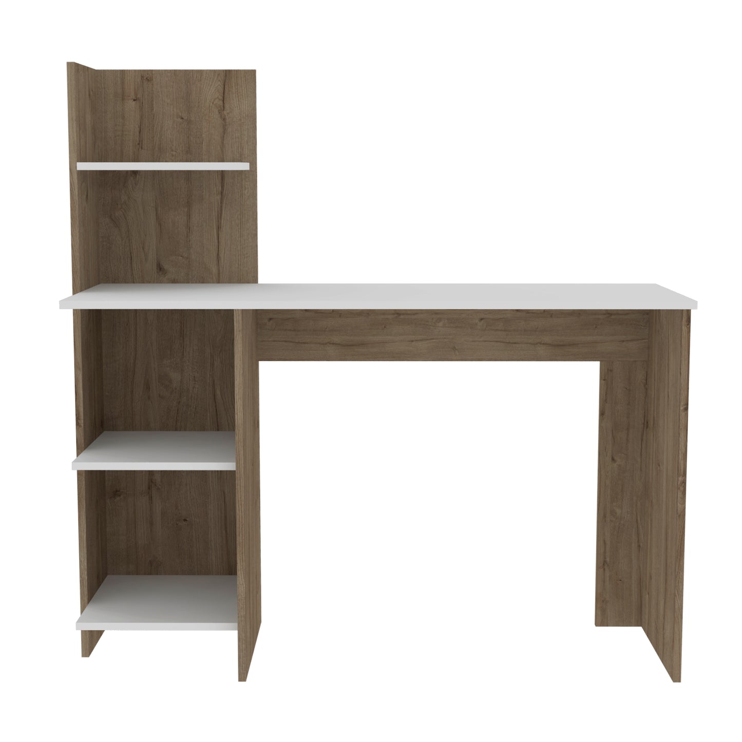 Vilna 120 Writing Desk with Four Shelves in Light Oak/White