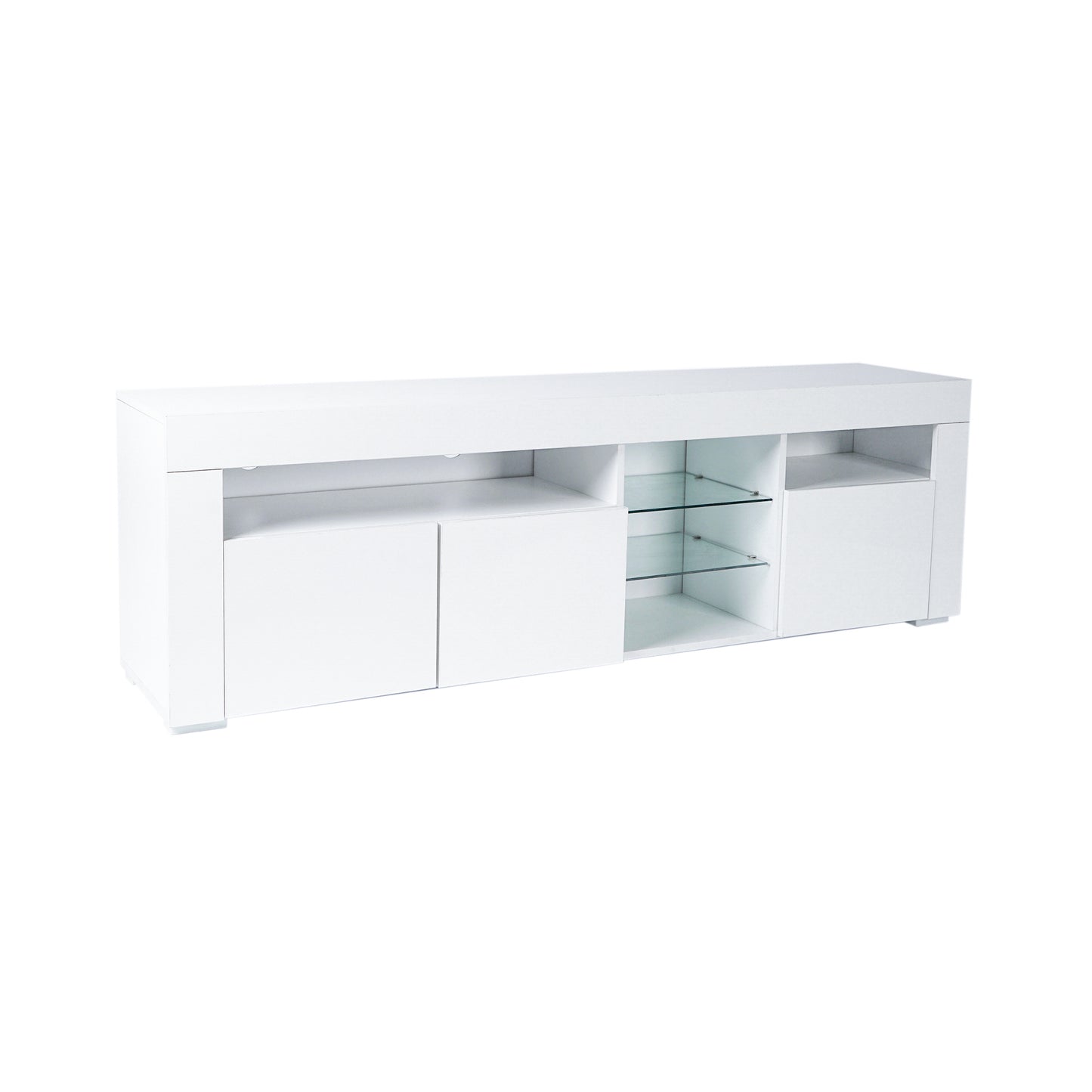 Modern LED TV Stand with High Gloss Front and Built-in Lights for Living Room and Bedroom