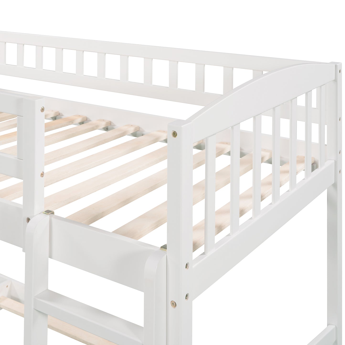 White Twin Bunk Bed with Slide, Ladder, and Space-Saving Design