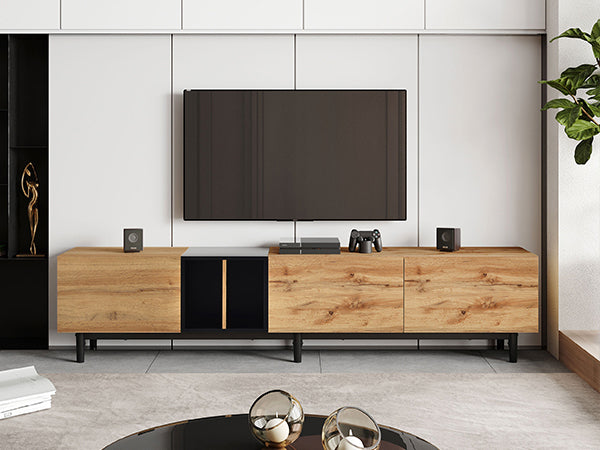 Stylish 80'' TV Stand with 3 Doors and Large Storage Cabinet for Modern Living Room