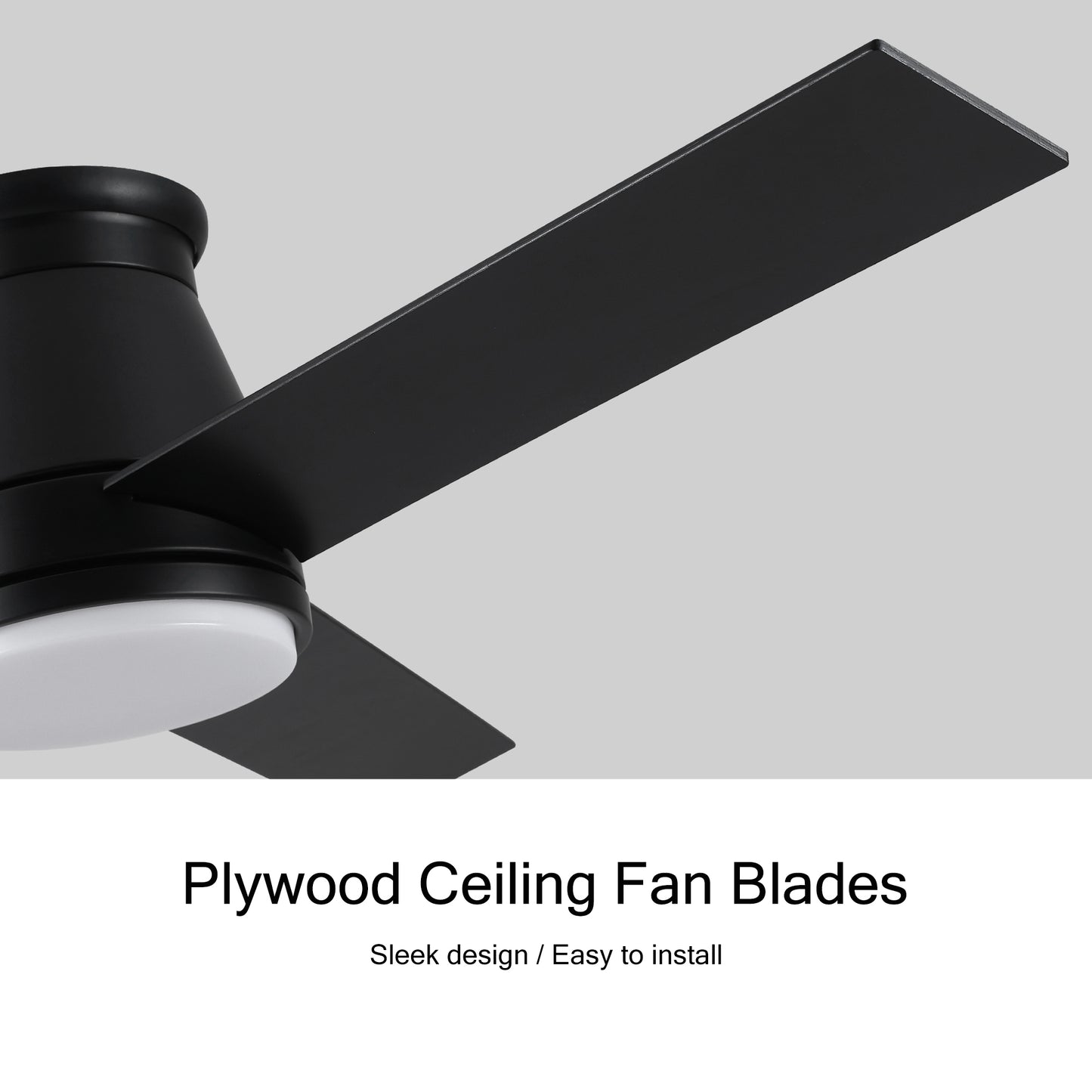 48-inch Sleek Black Low Profile Ceiling Fan with LED Light