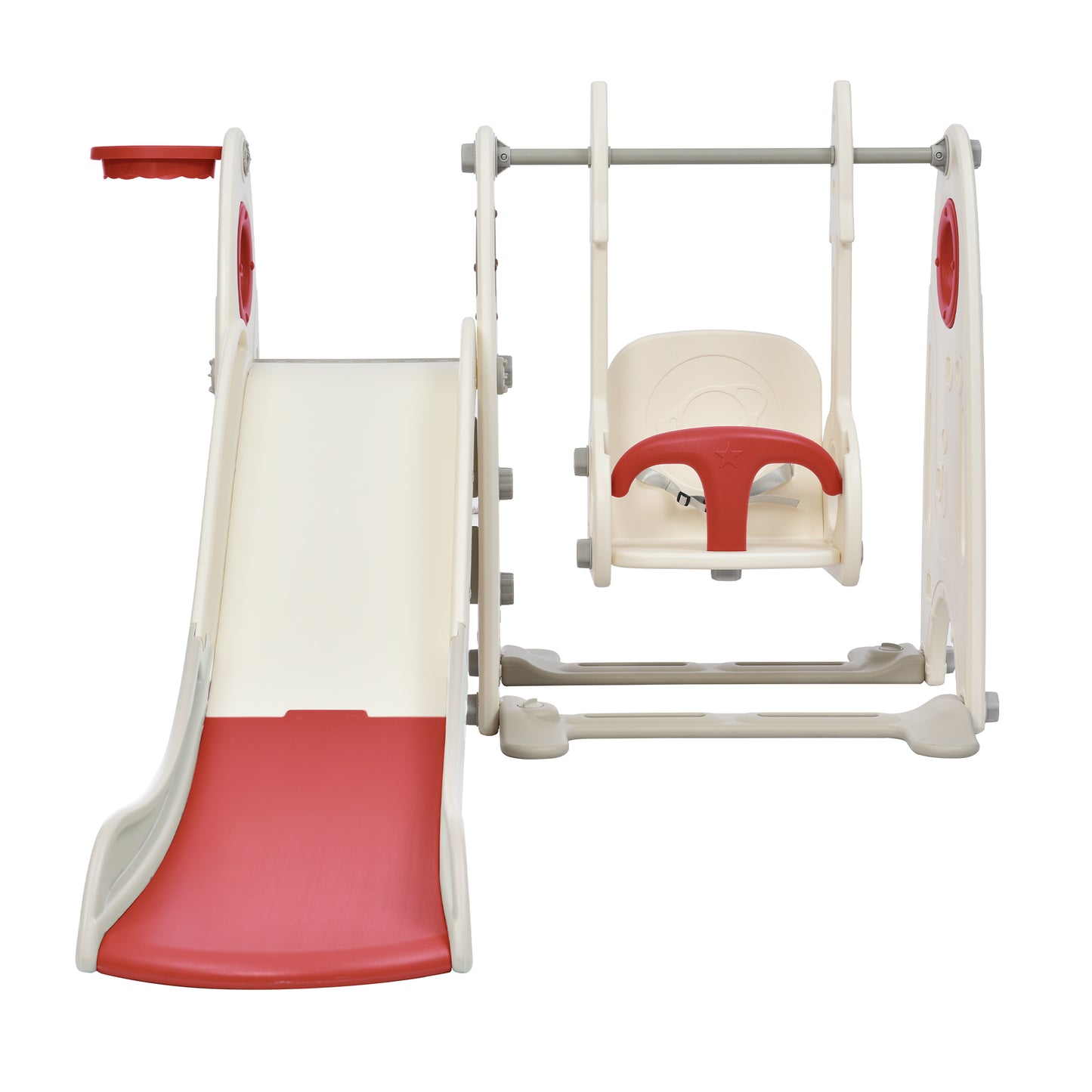 4 in 1 Toddler Slide and Swing Set with Basketball Hoop