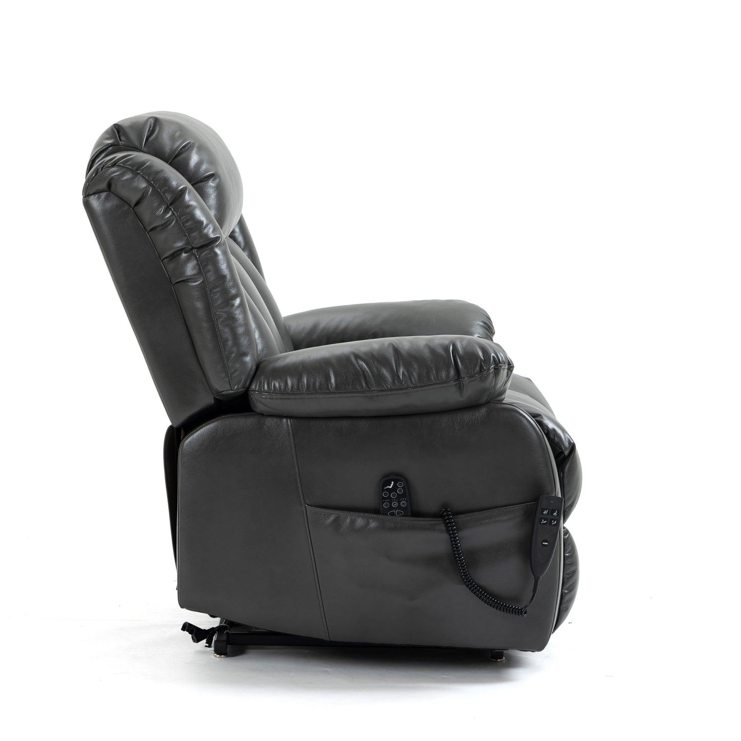 Grey Faux Leather Power Lift Recliner Chair with Massage and Heating