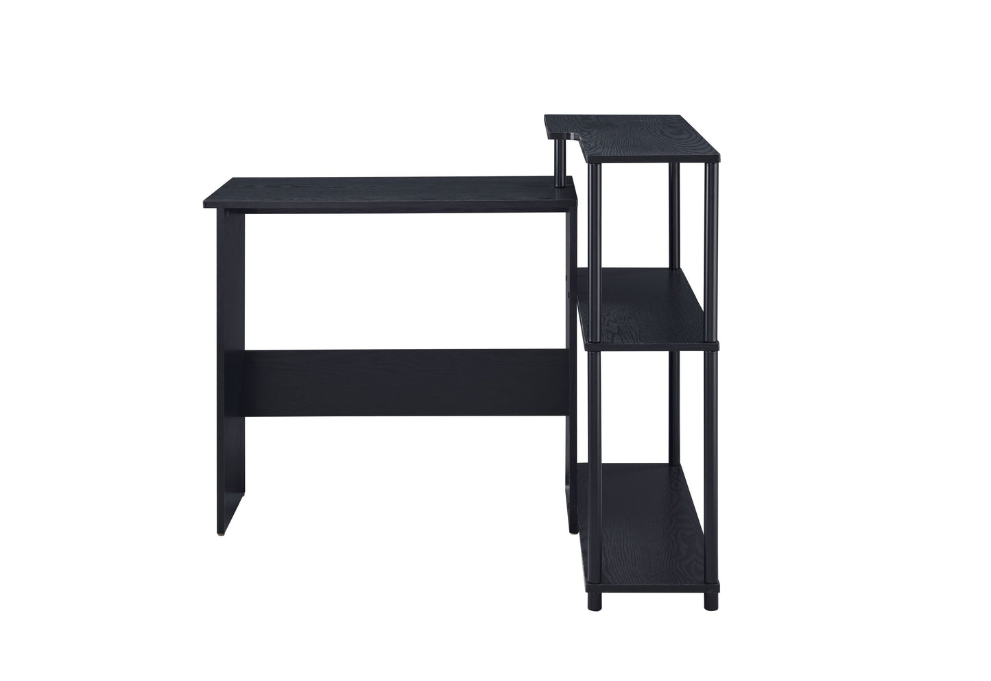 Ievi Black Industrial Writing Desk with Low Bookshelf