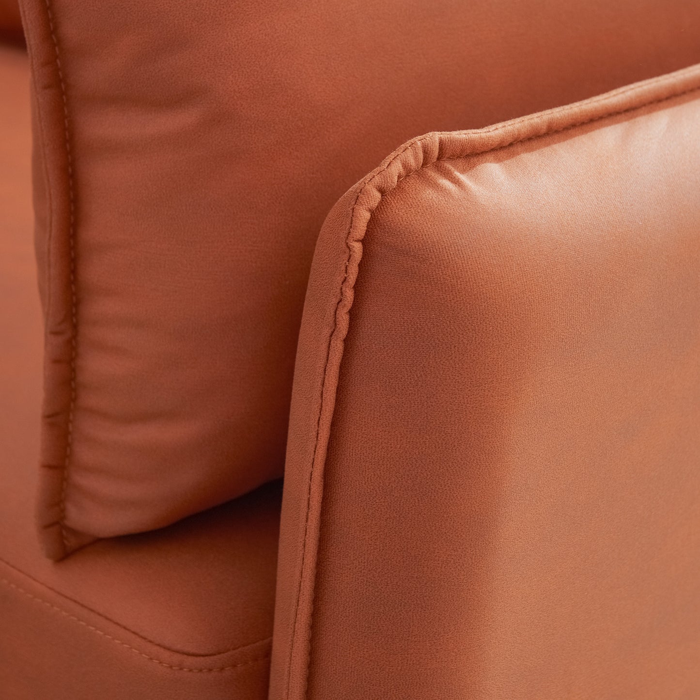 L-Shaped Corner Sectional Technical leather Sofa-Orange, 92.5*92.5''