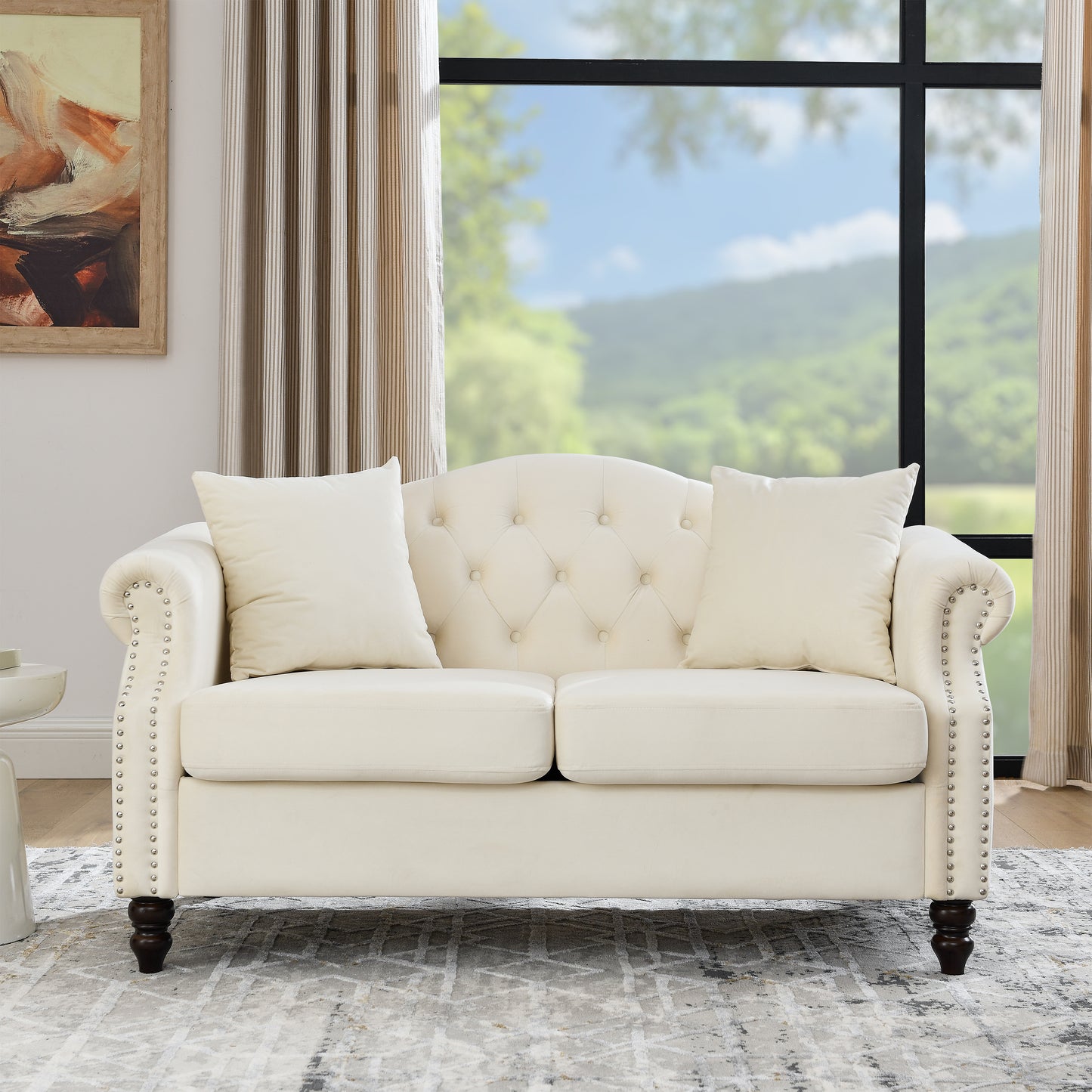 Beige Velvet 3-seater and 2-seater Combination Sofa