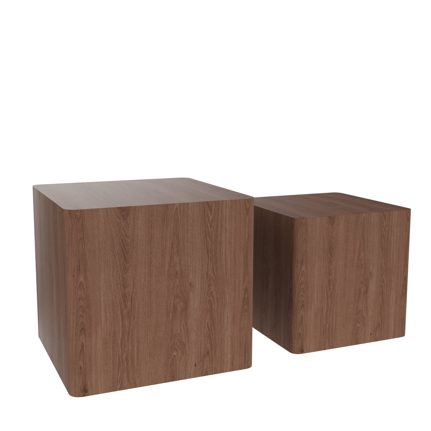 Elegant Walnut MDF Nesting Tables Set of 2 for Living Room, Office, Bedroom