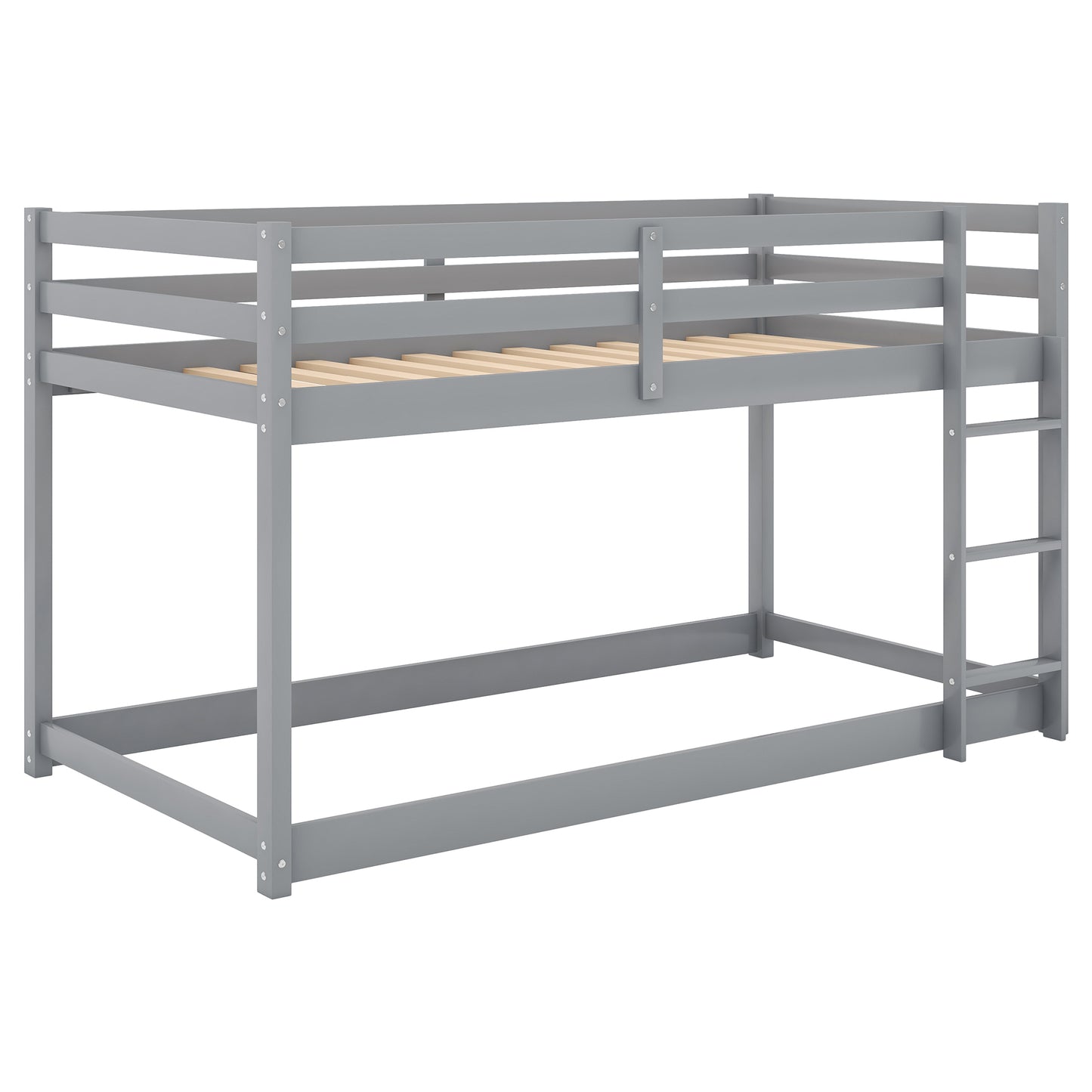 Gray Twin Bunk Bed with Low Floor Design