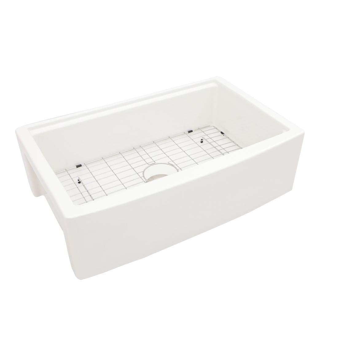 White Ceramic Farmhouse Sink Workstation - 33 inch Single Bowl Kitchen Farm Sink