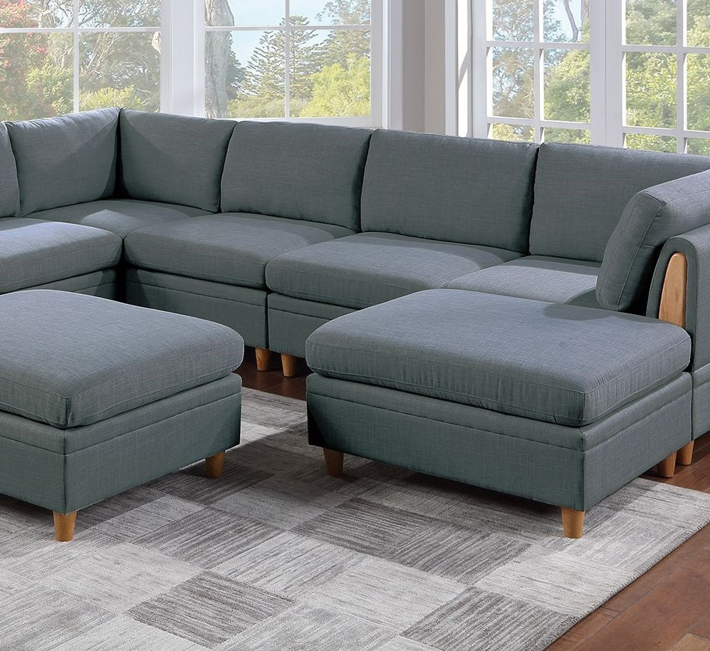 Steel Gray Dorris Fabric 8-Piece Sectional Sofa Set