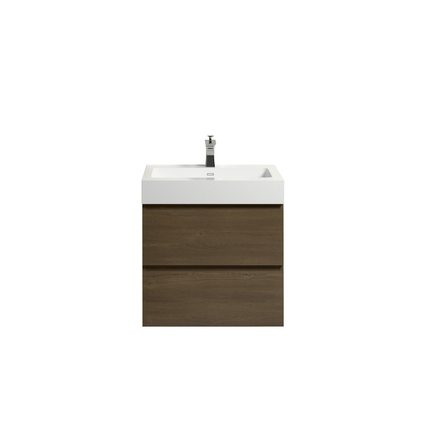 U037-Alice24-111 Alice 24" Dark Oak Bathroom Vanity with Sink, Large Storage Wall Mounted Floating Bathroom Vanity for Modern Bathroom, One-Piece Black Sink Basin without Drain and Faucet