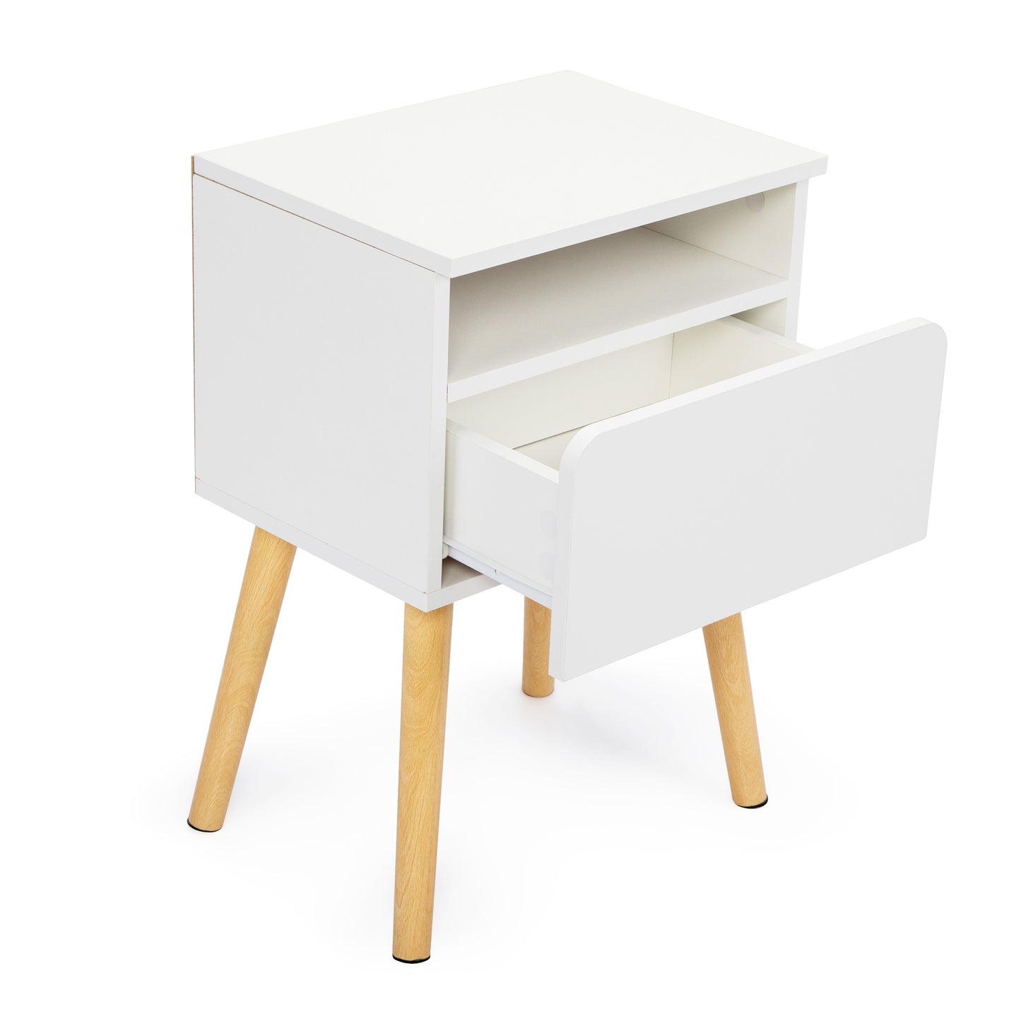 2-piece modern bedside table, bedroom coffee table with drawers, shelves, living room bedside furniture, white