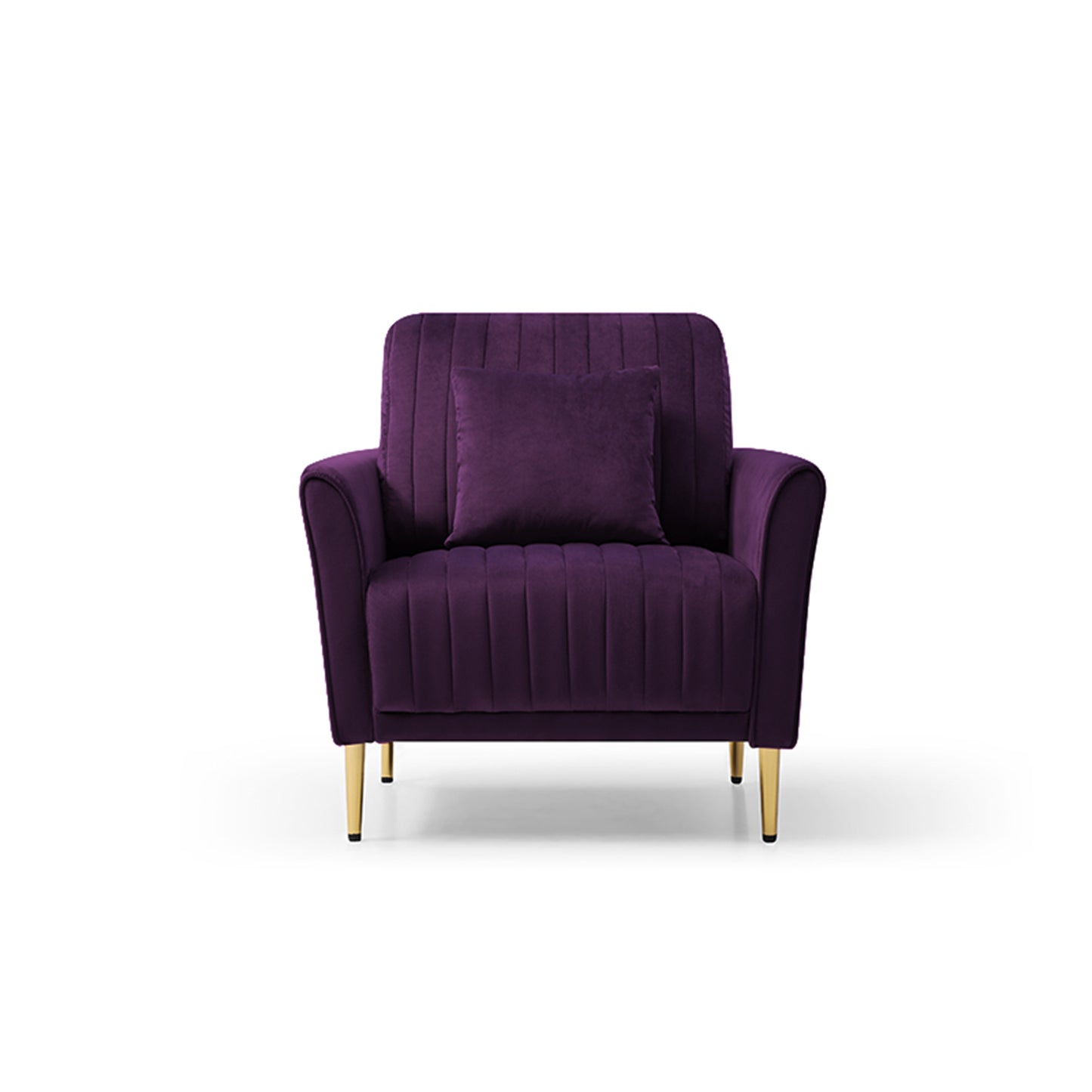 Modern Soft Velvet Accent Chair Living Room Chair Bedroom Chair Home Chair With Gold Legs, Purple