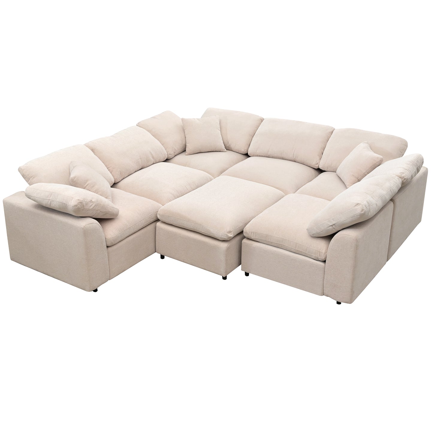 U_Style Oversized Modular Sectional Sofa with Ottoman L Shaped Corner Sectional for Living Room, Office, Spacious Space